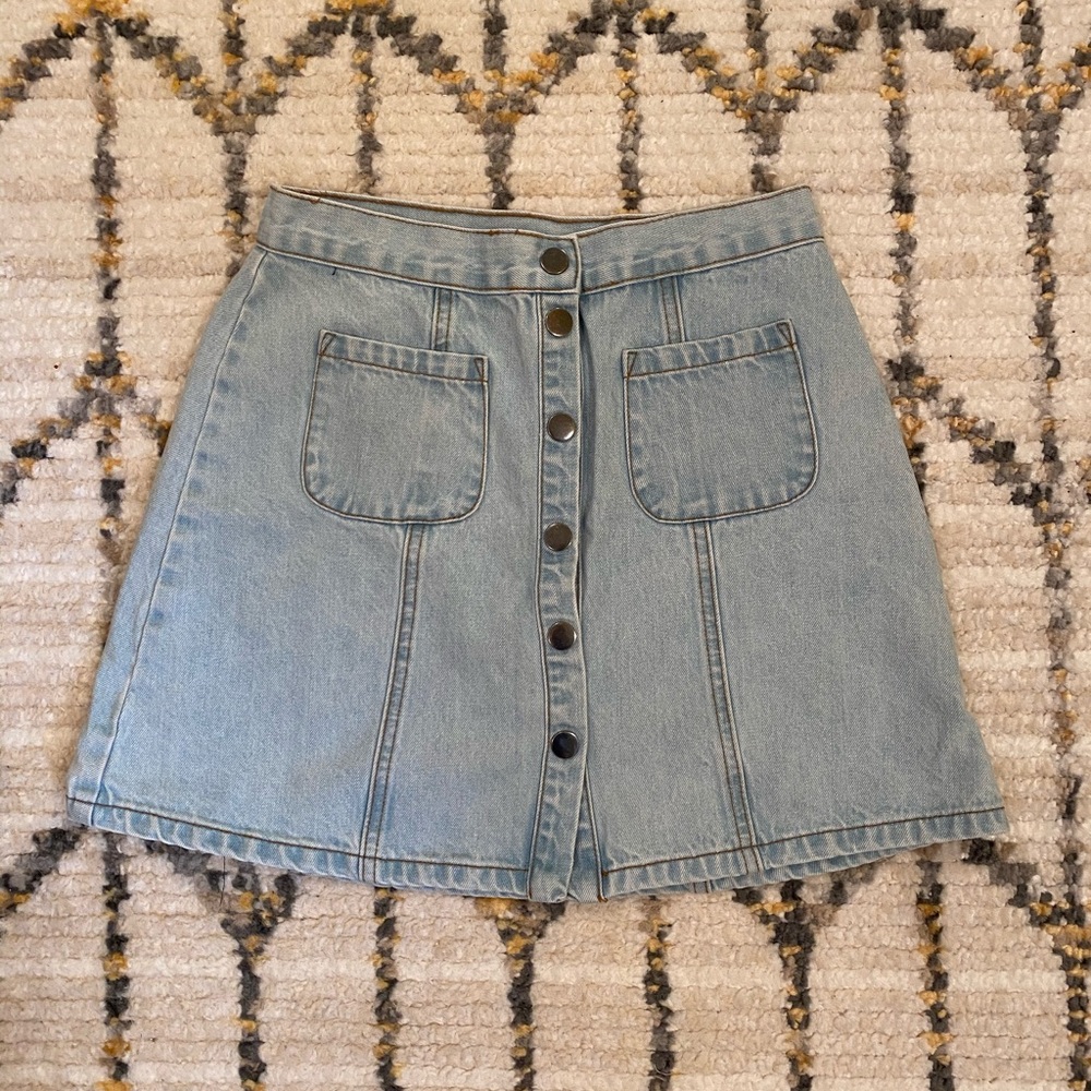 BDG light wash jean skirt